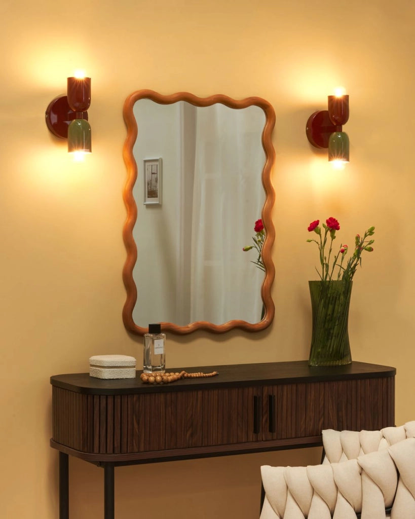 Set di 2 lampade da parete a due luci Up-Down Scones rosso e verde