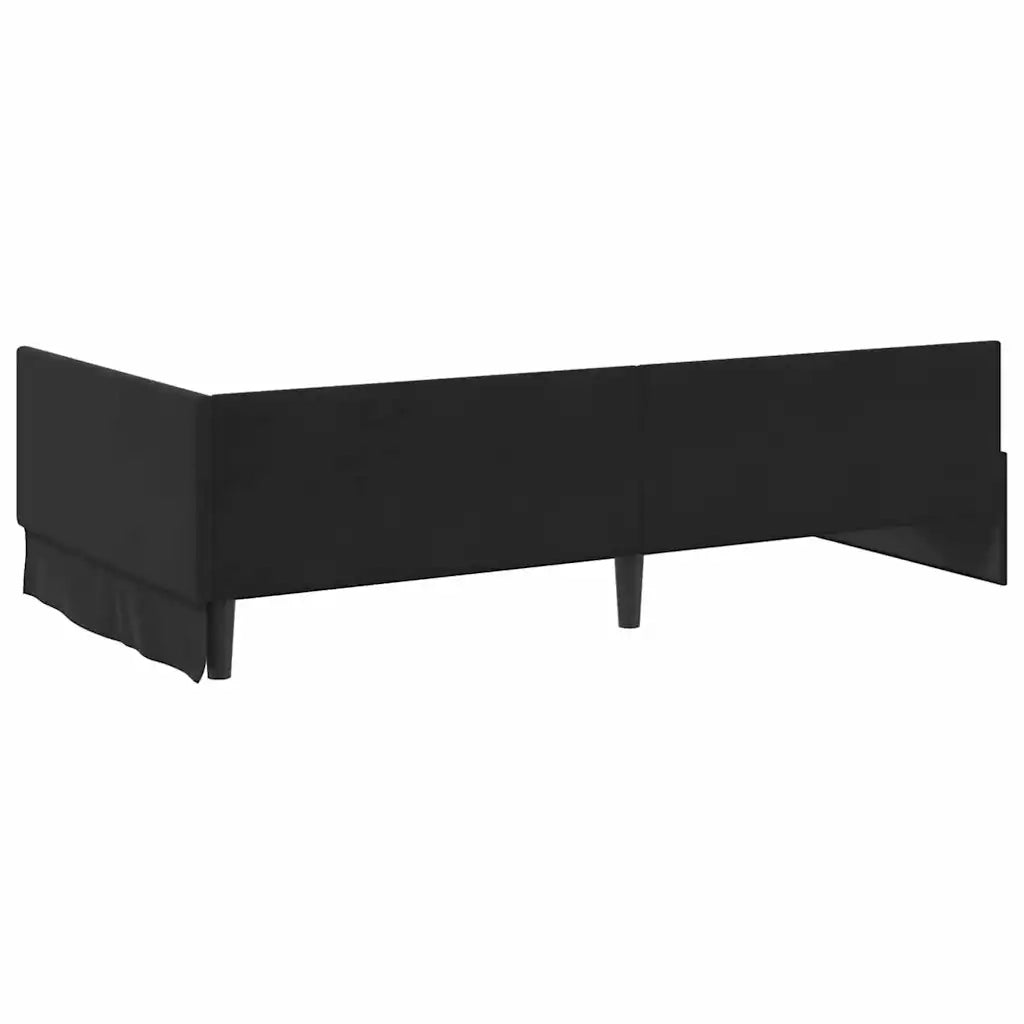Cornice del letto ad angolo Nero 90 cm x 190 cm Velluto