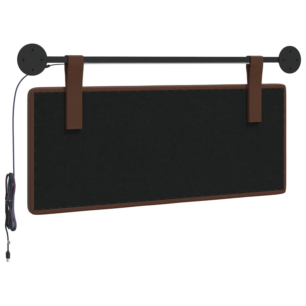 Testiera sospesa Con luce LED Marrone Similpelle