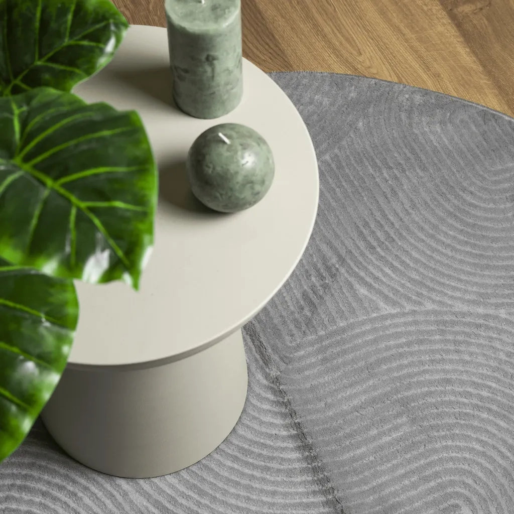 Tappeto IZA a Pelo Corto con Aspetto Scandinavo Grigio Ã˜ 100 cm