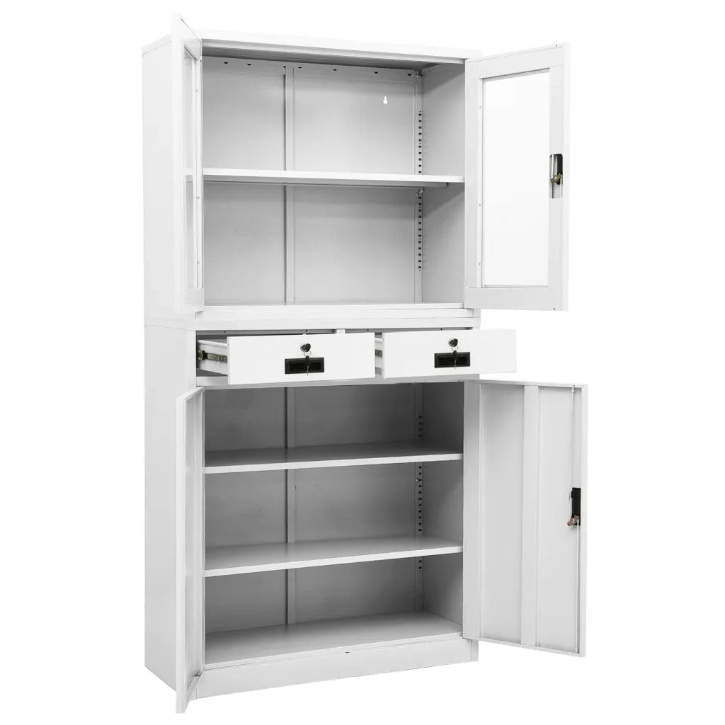 Armadio per Ufficio Bianco 90x40x180 cm in Acciaio e Vetro cod mxl 39418