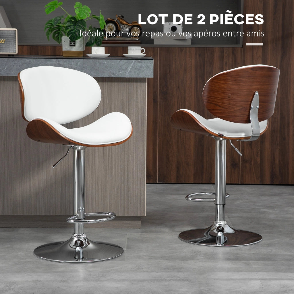 Sgabello da bar regolabile in altezza ¨C zephmum ¨C bianco 53x52x92-112 cm