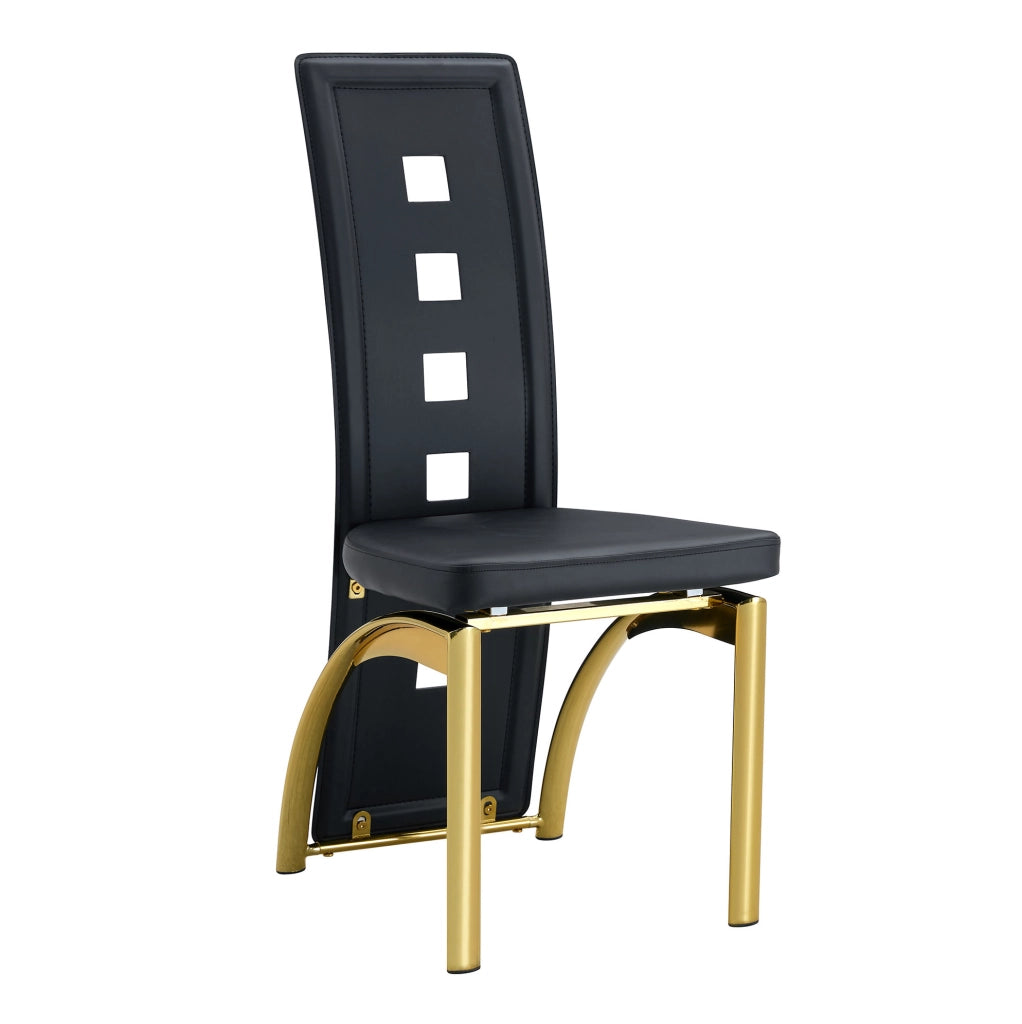Set di 2 sedie da pranzo nere e oro in PU e metallo