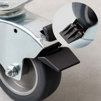 Set 4 ruote girevoli con freno, per trasporto, 125mm, plastica e gomma, max 100 kg a rotella