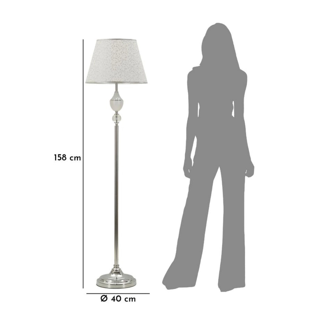 Lampada da Terra VKH906, Argento, Tessuto, 40x40x158 cm