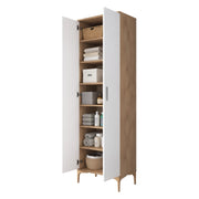 Garbagna, Armadio Multiuso 2 Ante 7 Ripiani, 60x199h cm Marrone Rovere