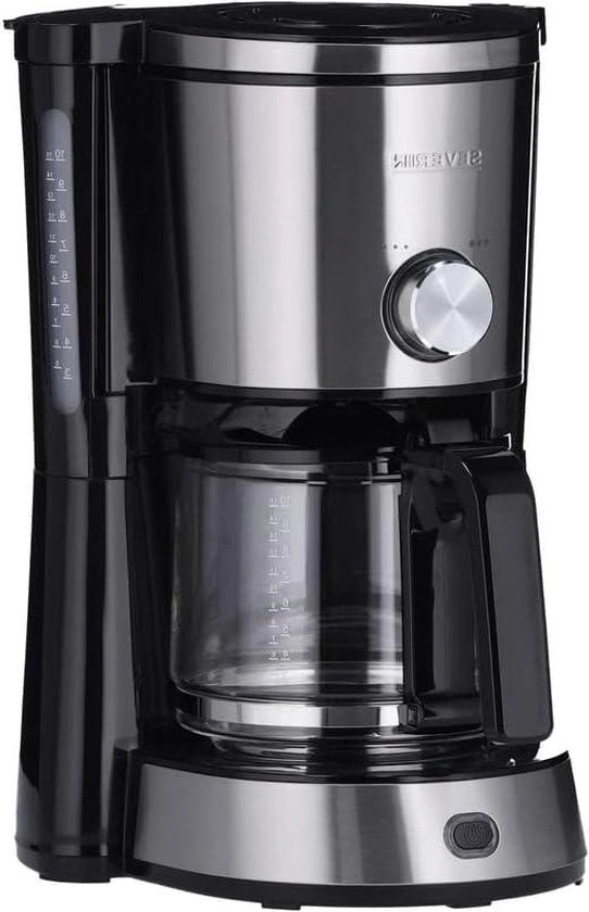 Caffettiera a stantuffo con filtro a macinatura - 10 tazze - acciaio inossidabile/nero