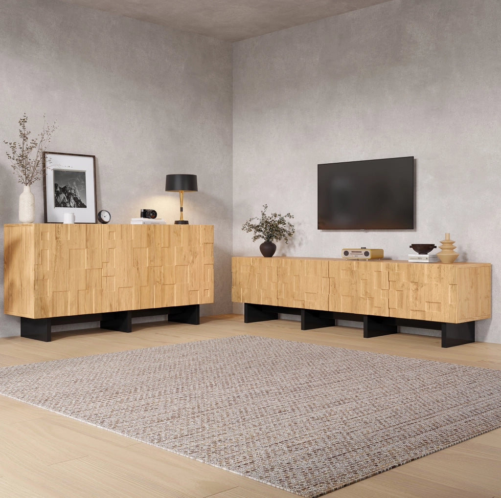 SET MOBILE TV e Sideboard Set da 2 pezzi Colore Legno Naturale