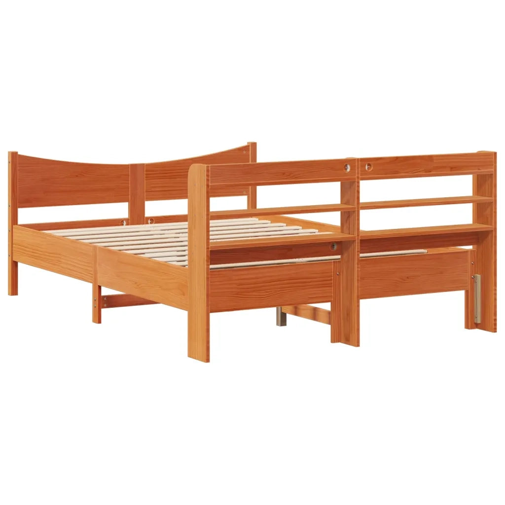 vidaXL Giroletto con Testiera Marrone Cera 120x200 cm Massello Pino