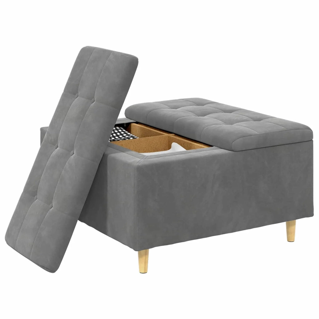 Pouf contenitore Grigio scuro 80 x 80 x 45 cm Velluto 876841