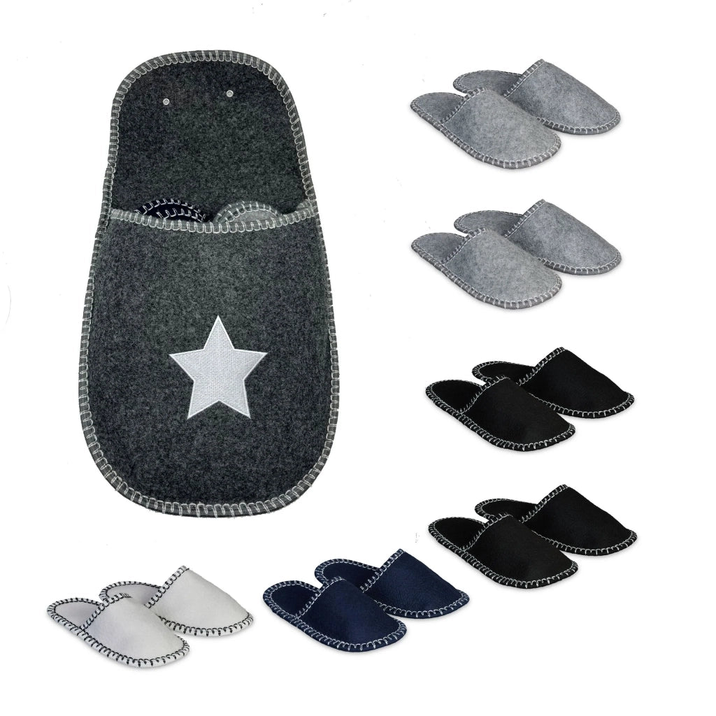 Set di 6 pantofole per ospiti antiscivolo moderne 36/45 in feltro grigio 13_0017718
