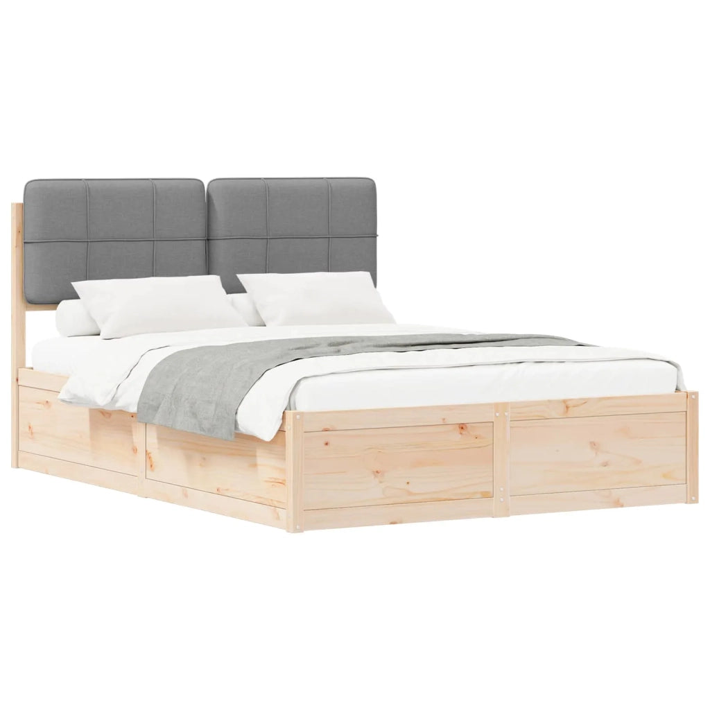 Letto con Testiera Rivestita Grigio chiaro 140 x 190 cm 3398199