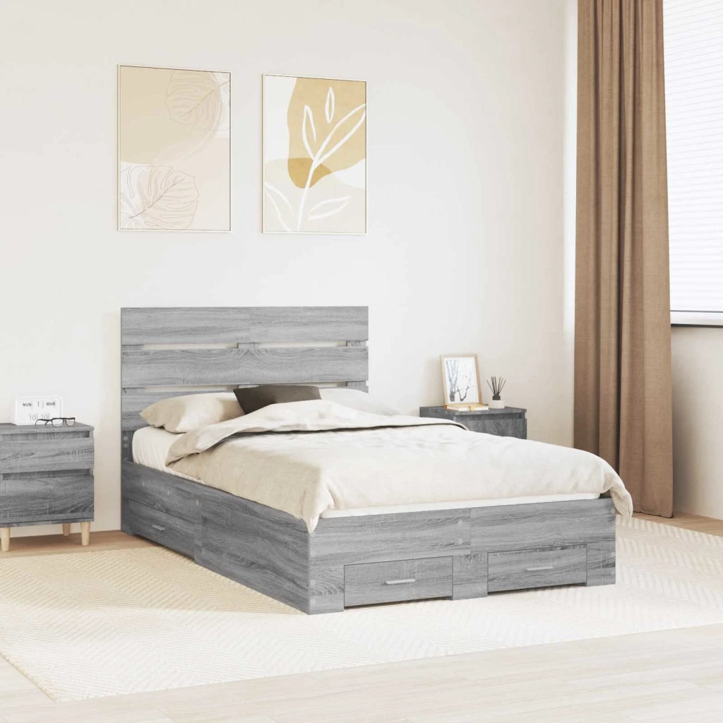 Struttura del letto con cassetto Grigio Sonoma 135 x 190 cm 3411985