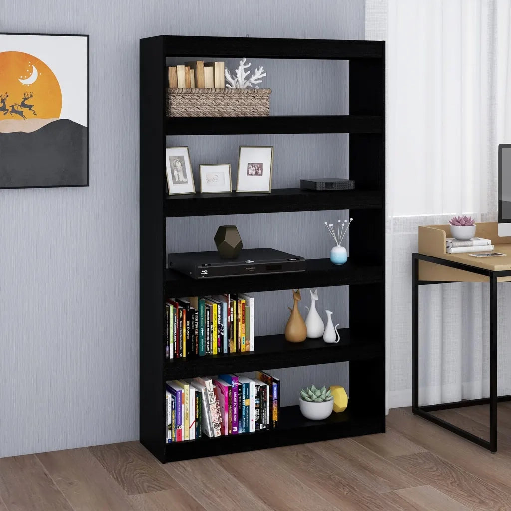 Libreria Divisorio-Scaffale per Libri-Mobile di Stoccaggio Nero 100x30x167,5 cm in Legno di Pino