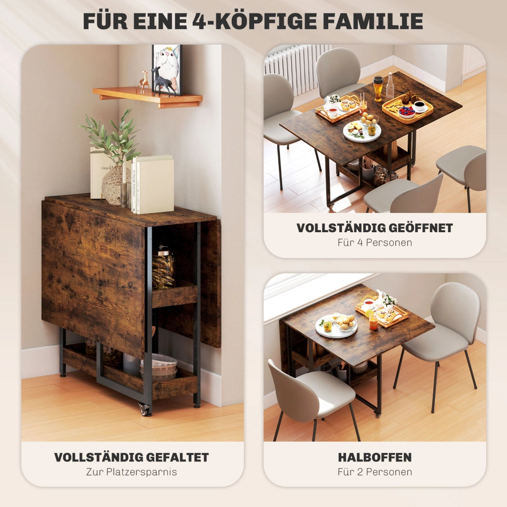 Tavolo da pranzo pieghevole salvaspazio ¨C Xylo ¨C design industriale metallo marrone 4 persone