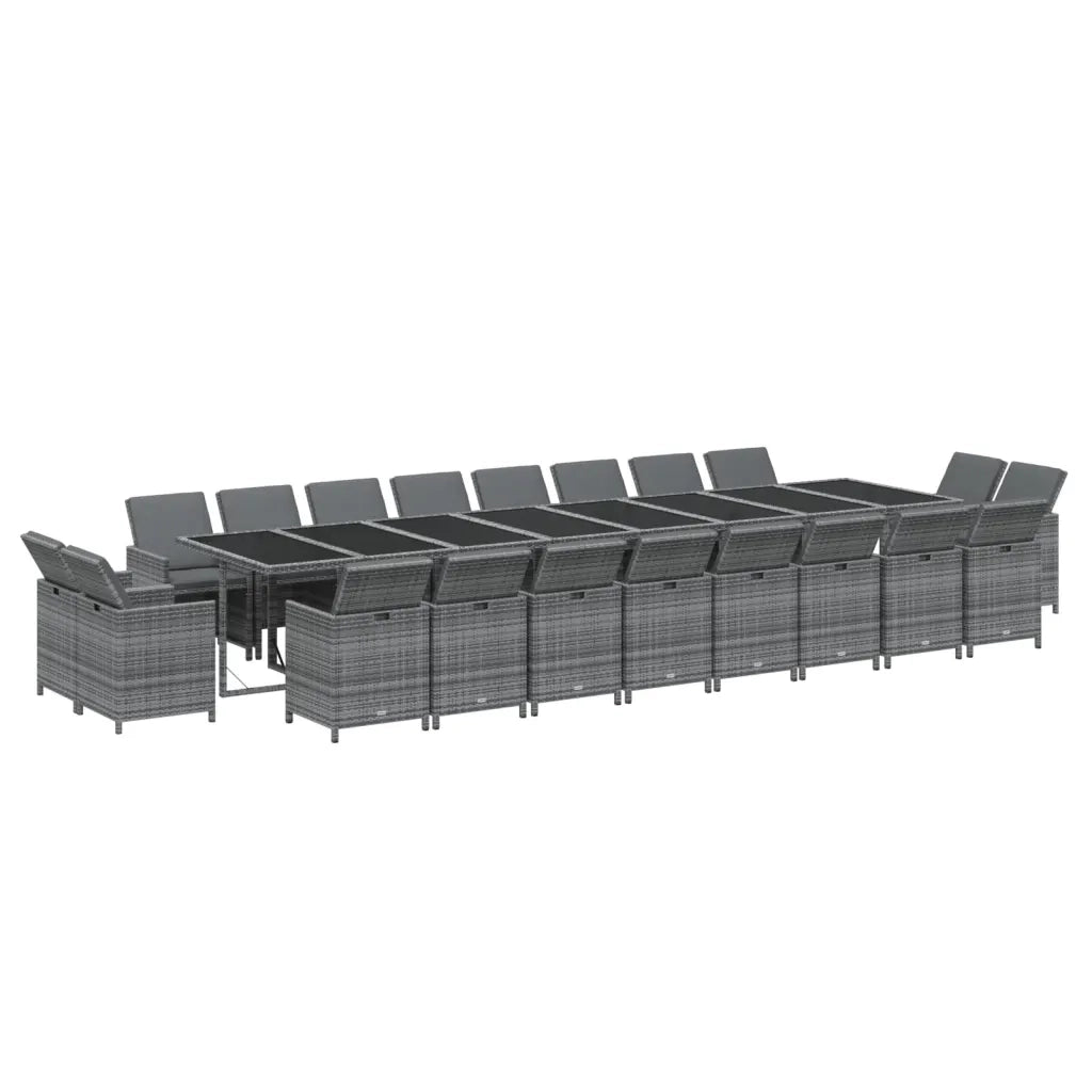 Set da Pranzo per Giardino 21pz con Cuscini Polyrattan Grigio cod mxl 36004
