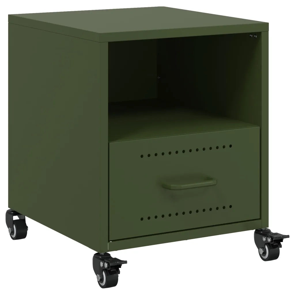 vidaXL Comodino Verde Oliva 36x39x43,5 cm in Acciaio