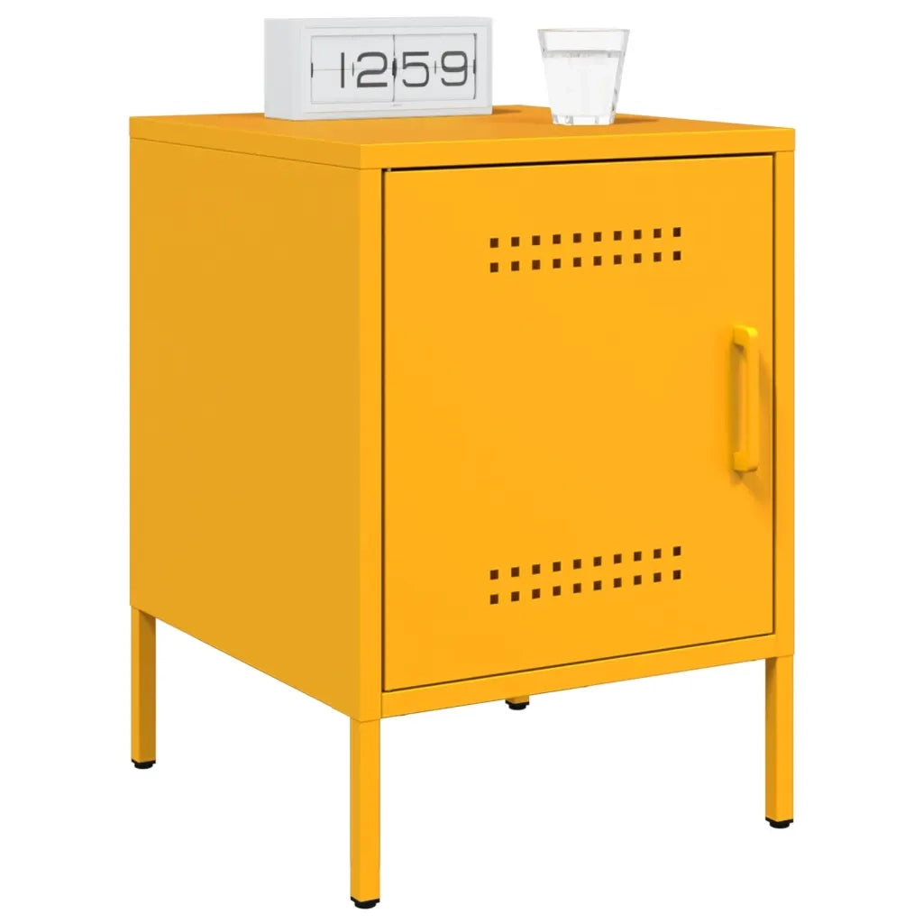 vidaXL Comodini 2 pz Giallo Senape 36x39x50,5 cm in Acciaio