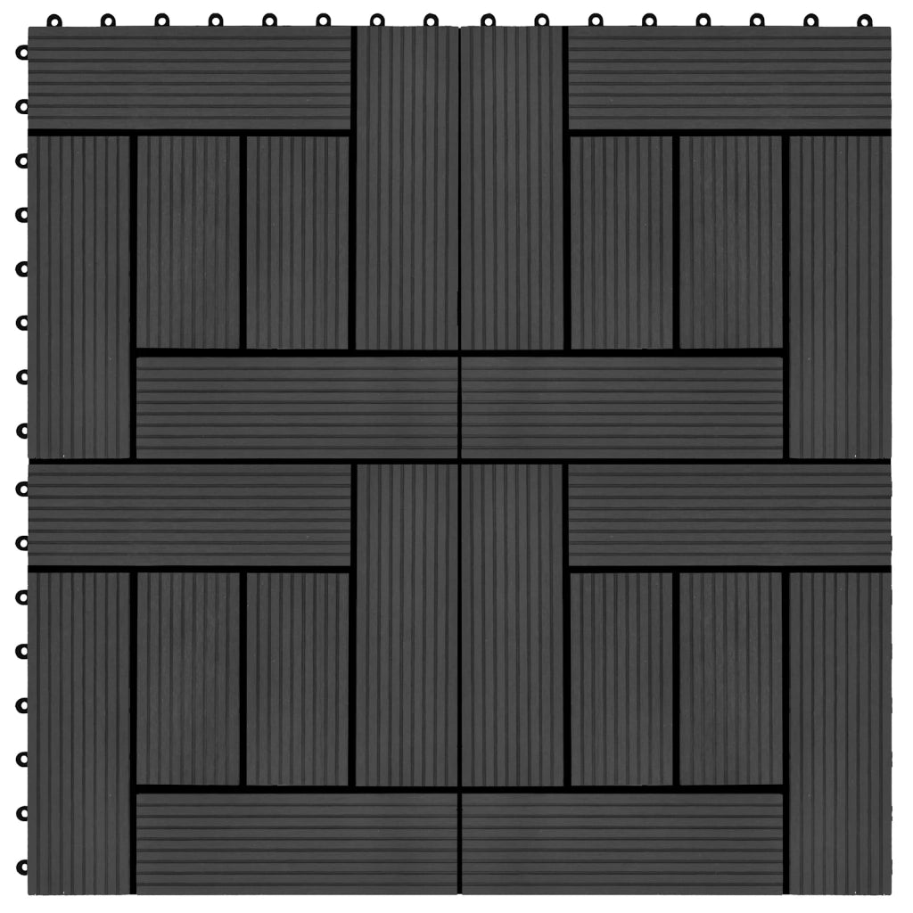 Piastrella per Decking 11 pz Nero 30 x 30 cm WPC CFW3145777
