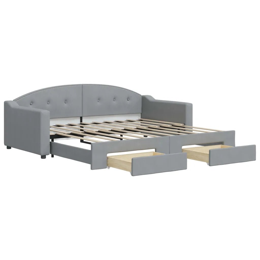 Divano Letto Estraibile Cassetti Grigio Chiaro 90x190cm Tessuto 3197576