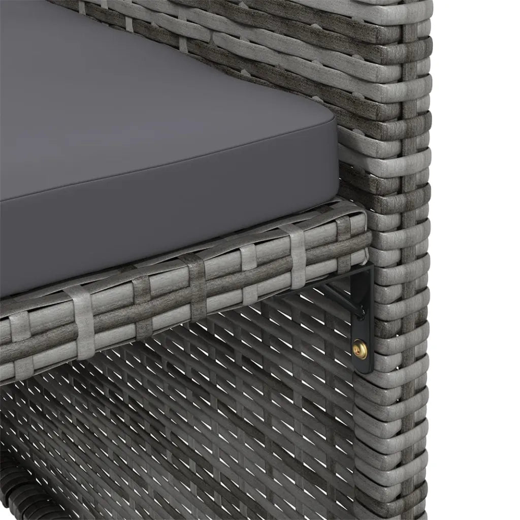 Set Sedie da Giardino con Poggiapiedi 4 pz in Polyrattan Grigio cod mxl 23211