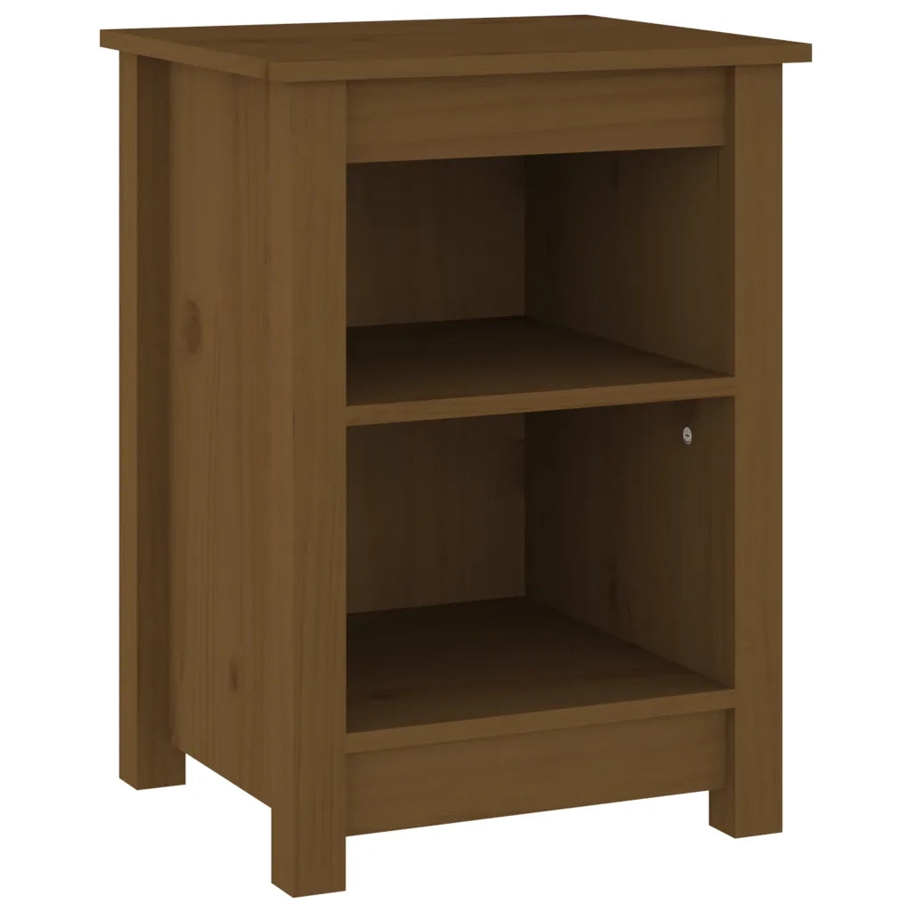 Comodino-Tavolino da notte Marrone Ambrato 40x35x55 cm in Legno Massello di Pino