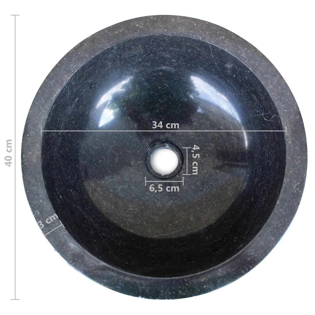 Lavandino in Marmo 40 cm Nero CFW3373174