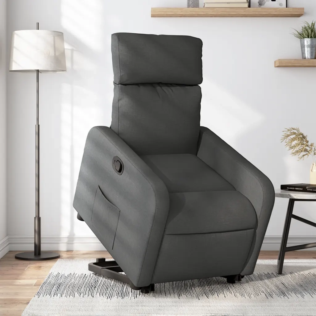 Poltrona | Sedia Relax Alzapersona Reclinabile Grigio Scuro in Tessuto