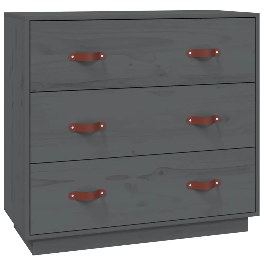 Credenza Grigia 80x40x75 cm in Legno Massello di Pino 820109