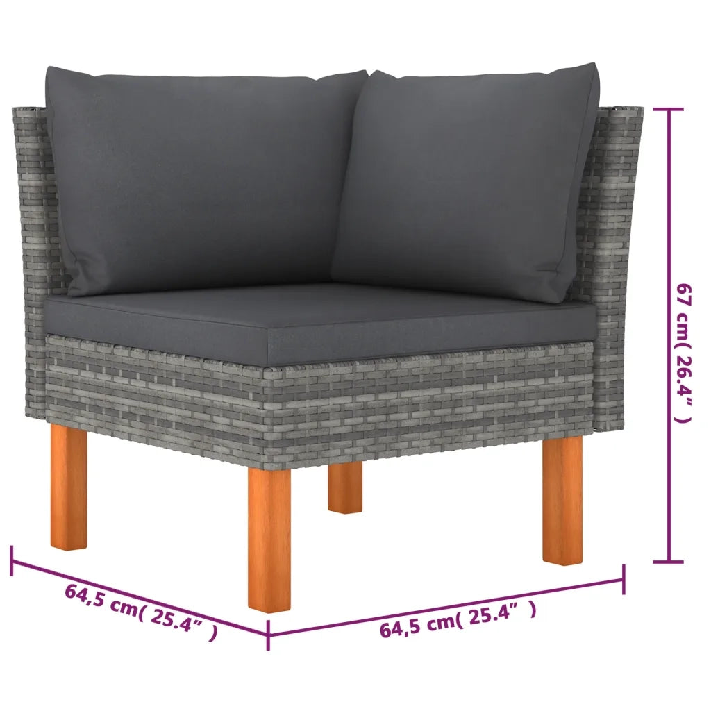 Set Divani da Giardino 6 pz con Cuscini in Polyrattan Grigio 3059713