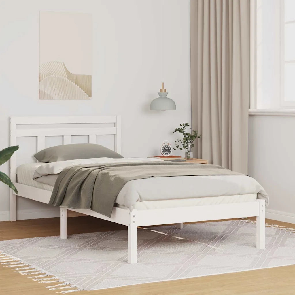 Struttura del letto Bianco 75 x 190 cm Pino massello 872357