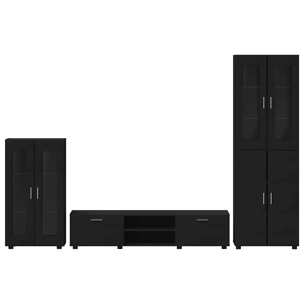 Set mobile TV con cassetto FLORIN 3 pcs Nero Legno multistrato