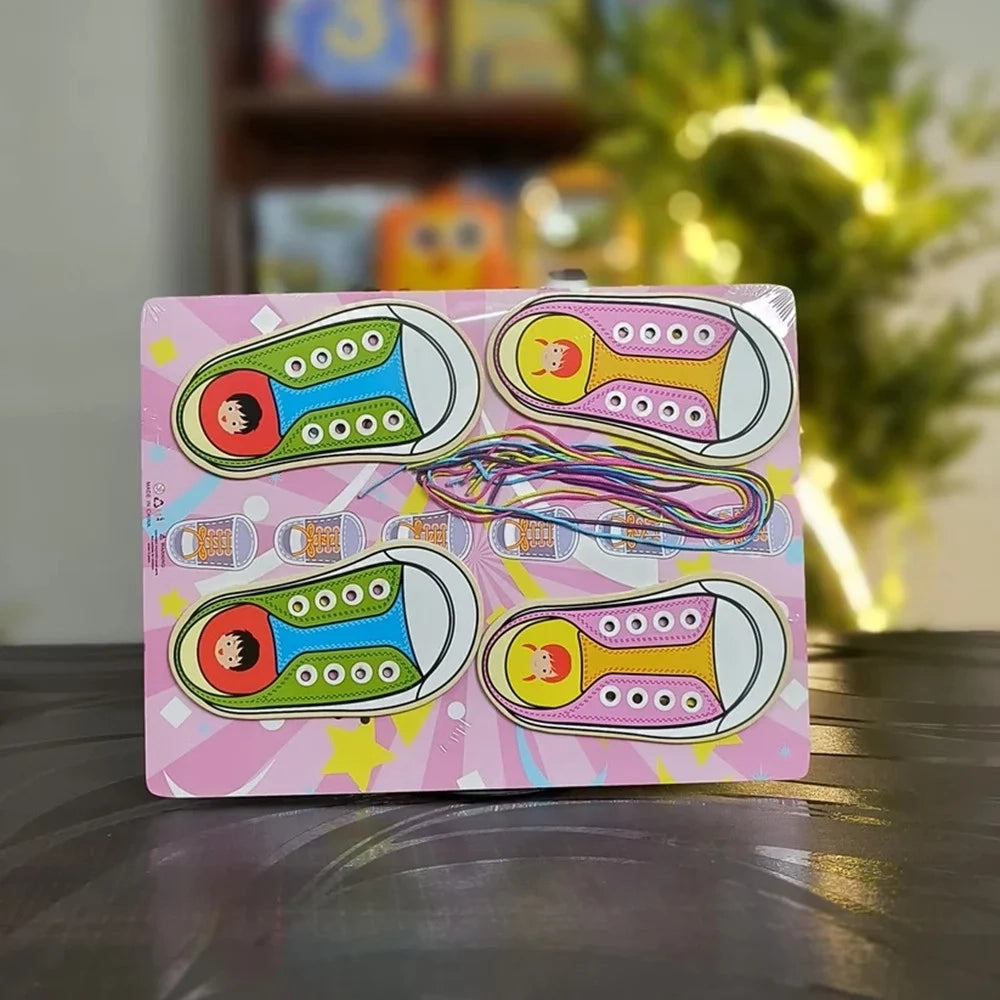 Trade Shop - Gioco Didattico Educativo In Legno Allacciatura Base Con Lacci Bambini Vari Modelli 74461 -