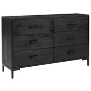 Buffet credenza cassettiera armadio mobile contenitore organizer per cucina soggiorno salotto 110 x 35 x 70 cm legno massello di pino nero 02_0035842