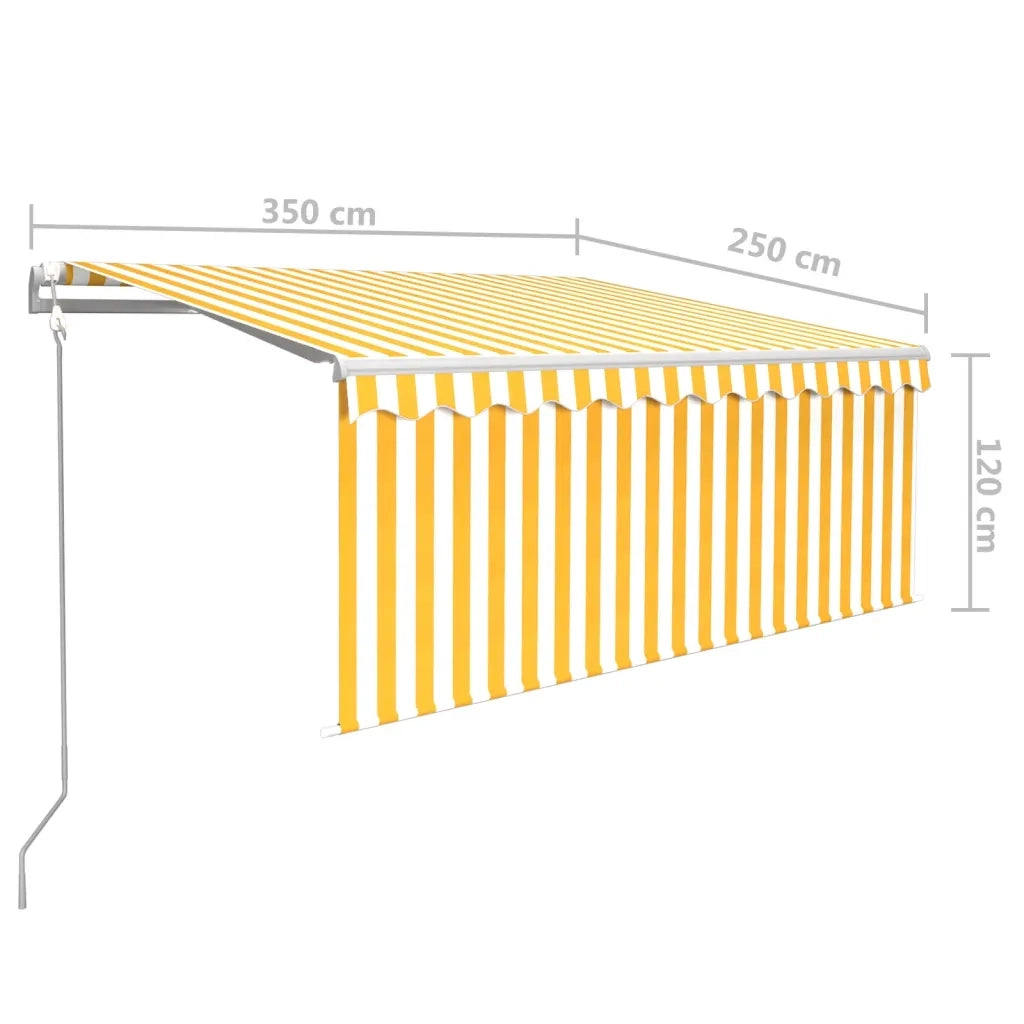 vidaXL Tenda Automatica Sensore e Parasole 3,5x2,5 m Gialla e Bianca