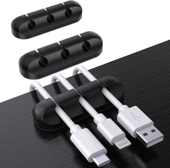 Clips per cavo - 3-pack - Organizzatori per cavi - Clip per cavo autoadesivi - per l'organizzazione dei cavi - per la casa, per l'ufficio, in auto, sul comodino e sulle accessori da ufficio - Nero-3 fori - 6.4*2.1*1.3cm