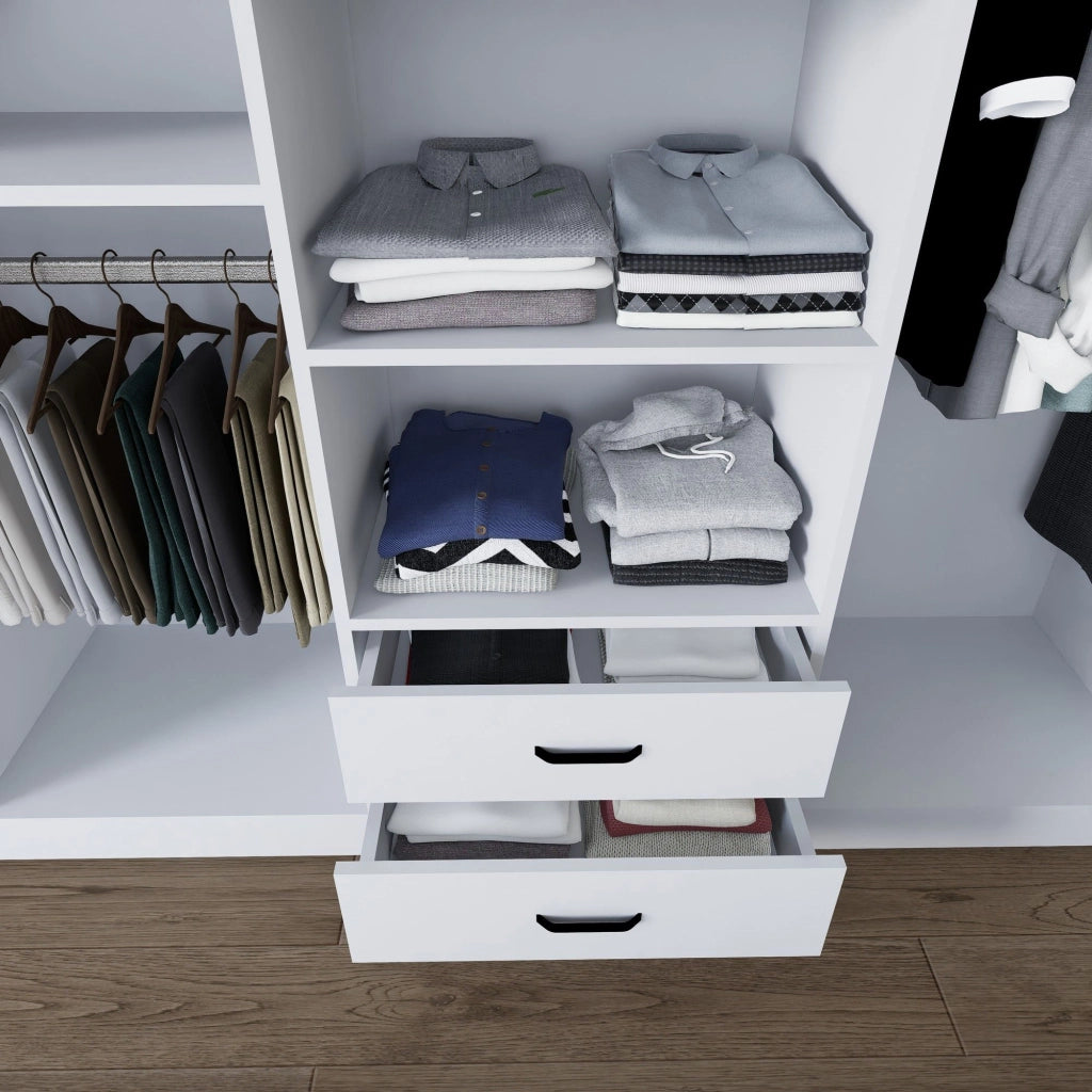 Armadio Camera da Letto Copiano, Guardaroba Grande 6 Ripiani, 180x190h cm Bianco