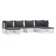 Mobili da giardino mobili da esterno set di mobili con cuscini 6 pezzi acciaio bianco 02_0018318