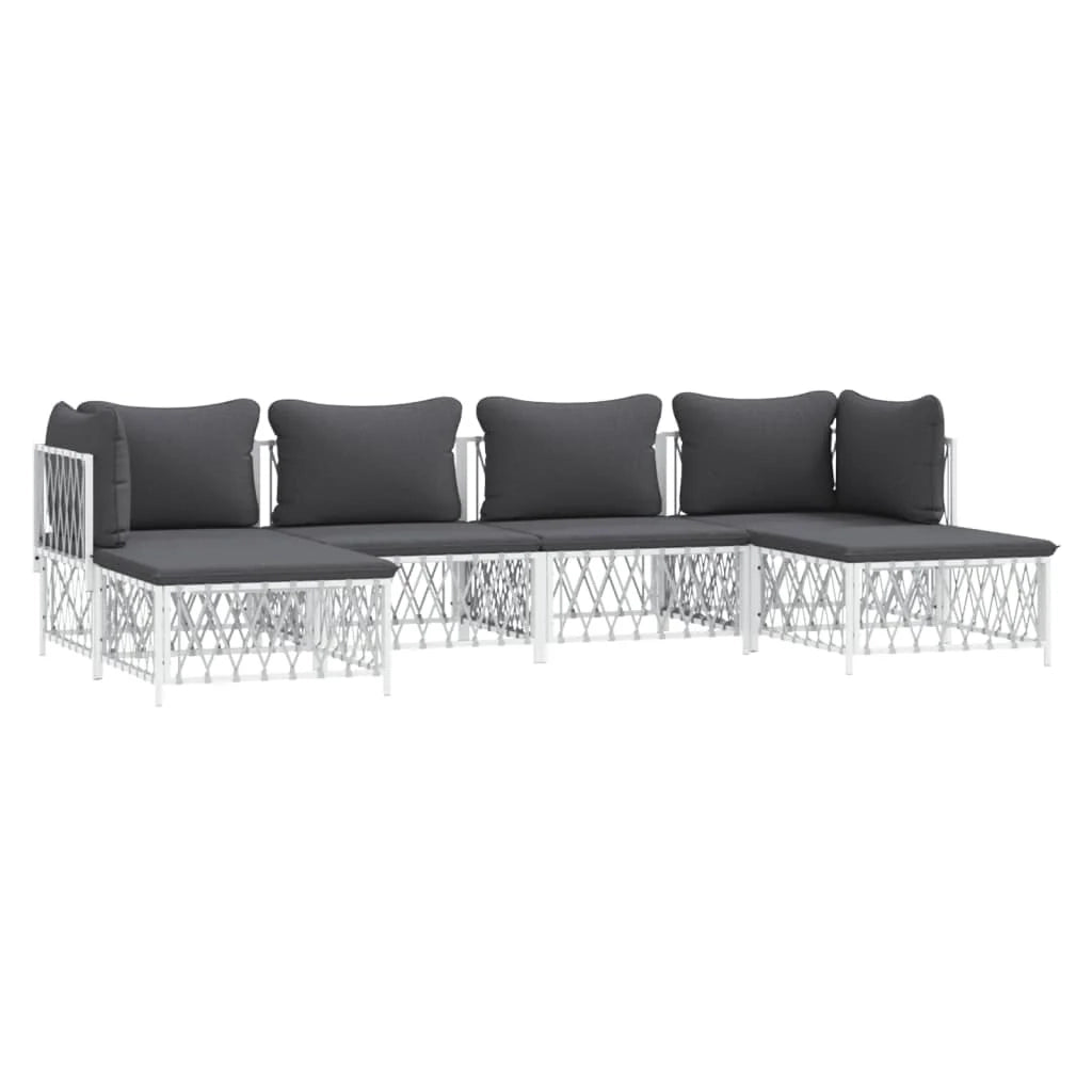 Mobili da giardino mobili da esterno set di mobili con cuscini 6 pezzi acciaio bianco 02_0018318