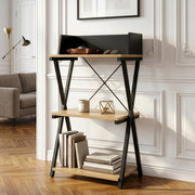 Scaffale da Terra Kappespoo Libreria a 3 Ripiani 84 x 50 x 30 cm - Nero/Effetto Rovere [en.casa]