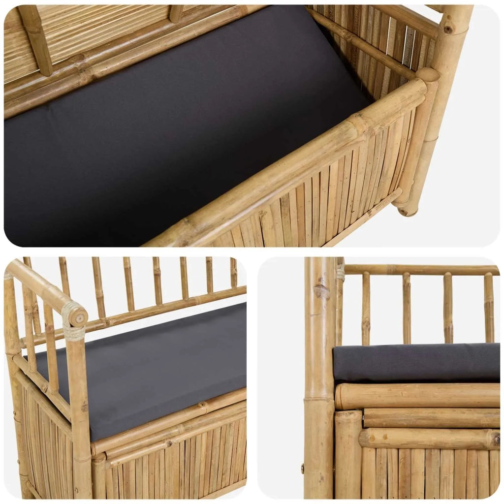 Panca da Giardino con Contenitore 110 x 47 x 80 cm Bambù