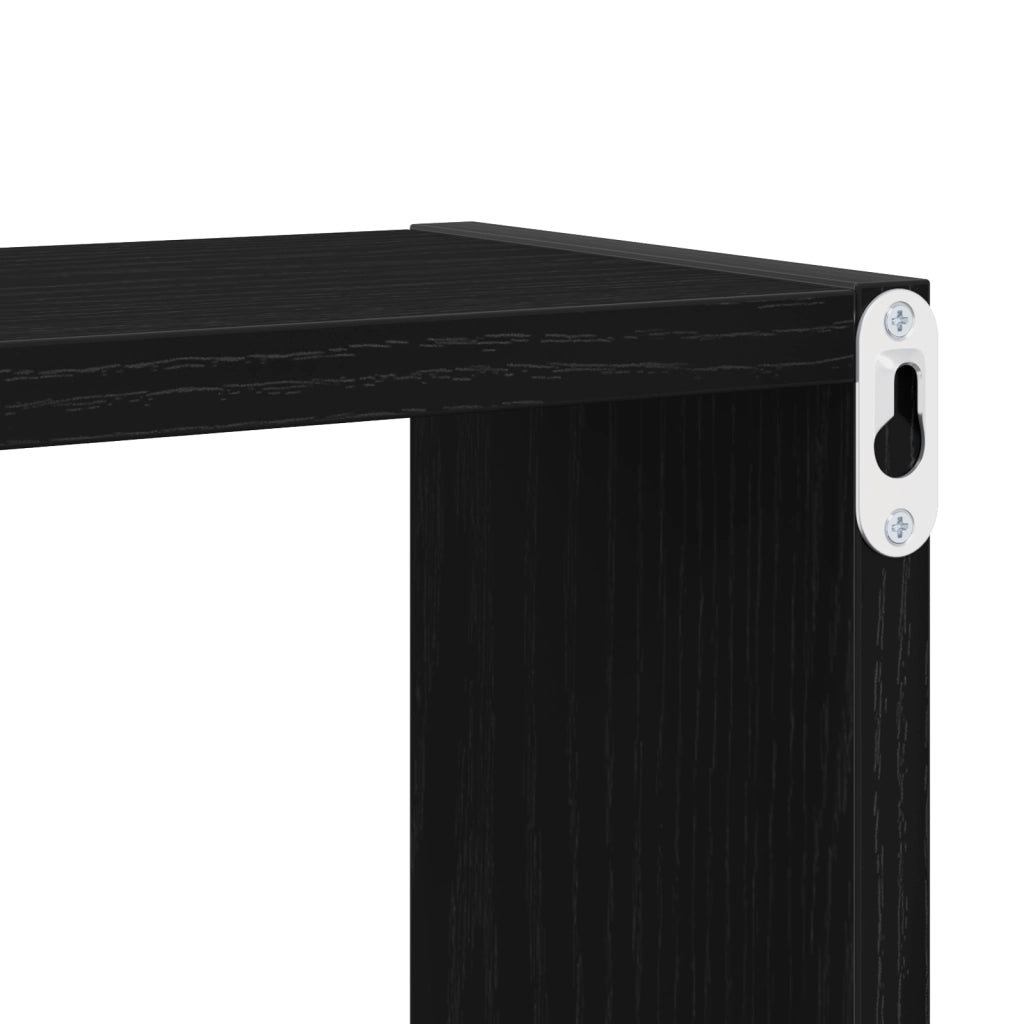 Mensole a Parete Montate Rovere Nero Legno ingegnerizzato