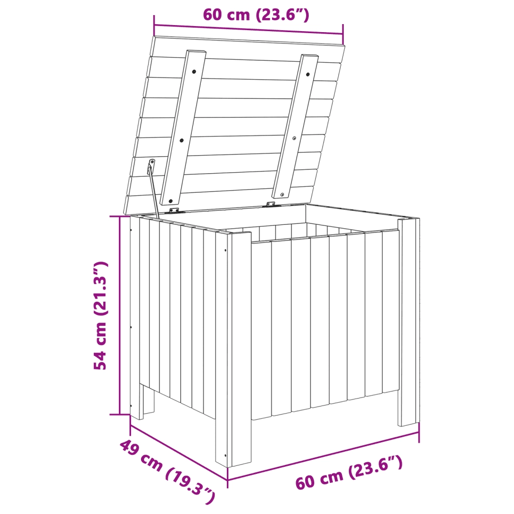 vidaXL Contenitore con Coperchio RANA 60x49x54 cm Legno Massello Pino