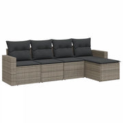 Set Divano da Giardino 5 pz | Set Salotto da Giardino con Cuscini Grigio in Polyrattan