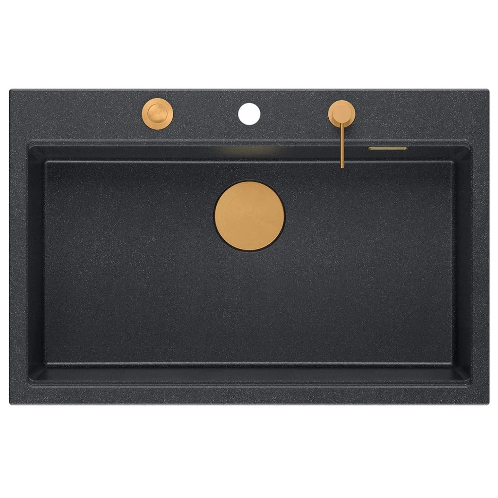 Lavello In Granito Marc 110 Workstation Black Metallic Tappo acciaio