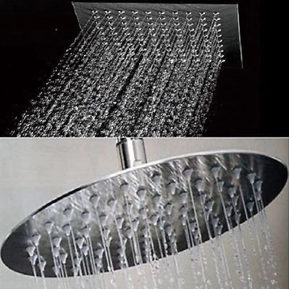 Trade Shop - Soffione Doccia Slim Quadrato Rotondo 24 Cm Bagno Effetto Pioggia Cromato -