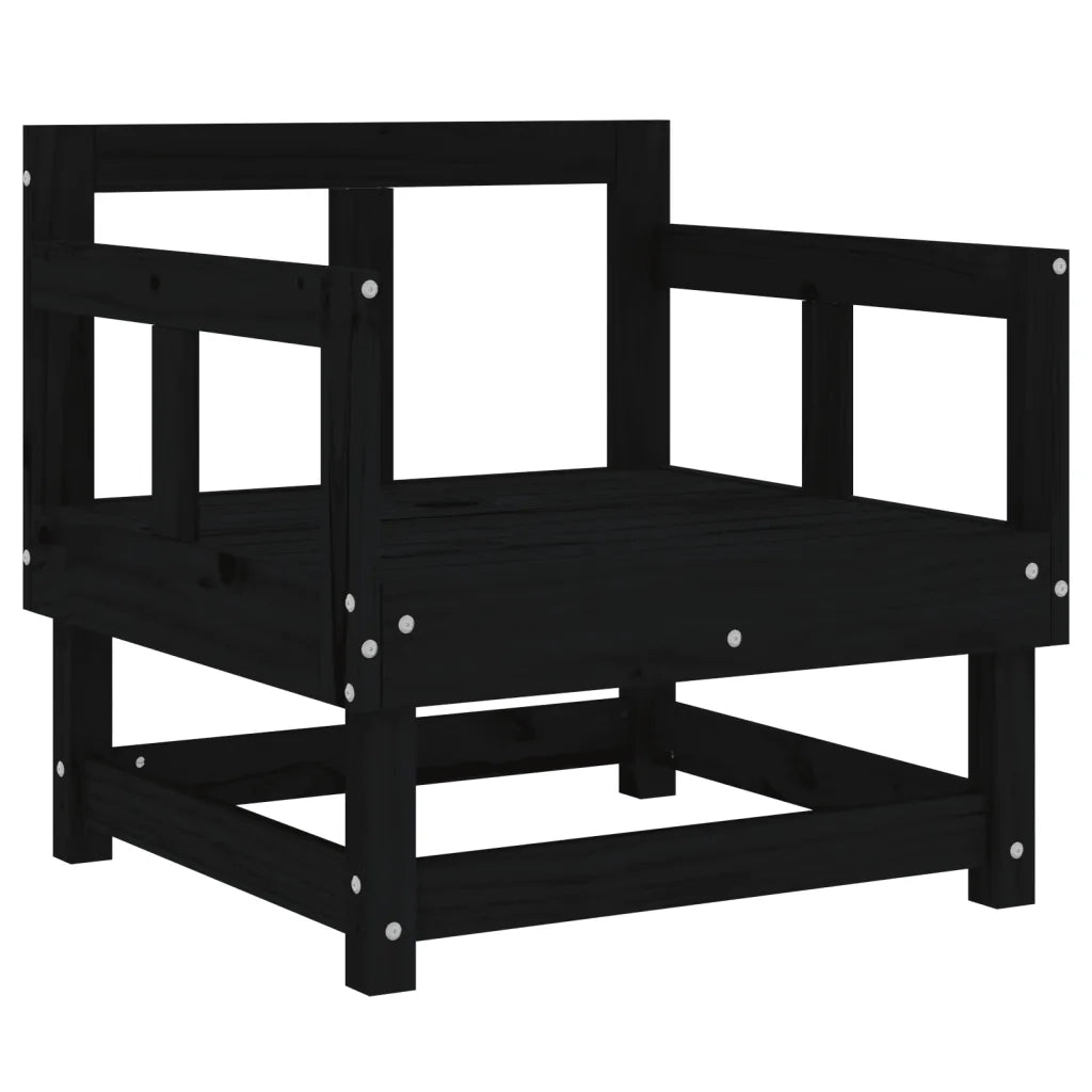 Sedia da patio-Sedie da Giardino 2 pz Nere in Legno Massello di Pino 231446