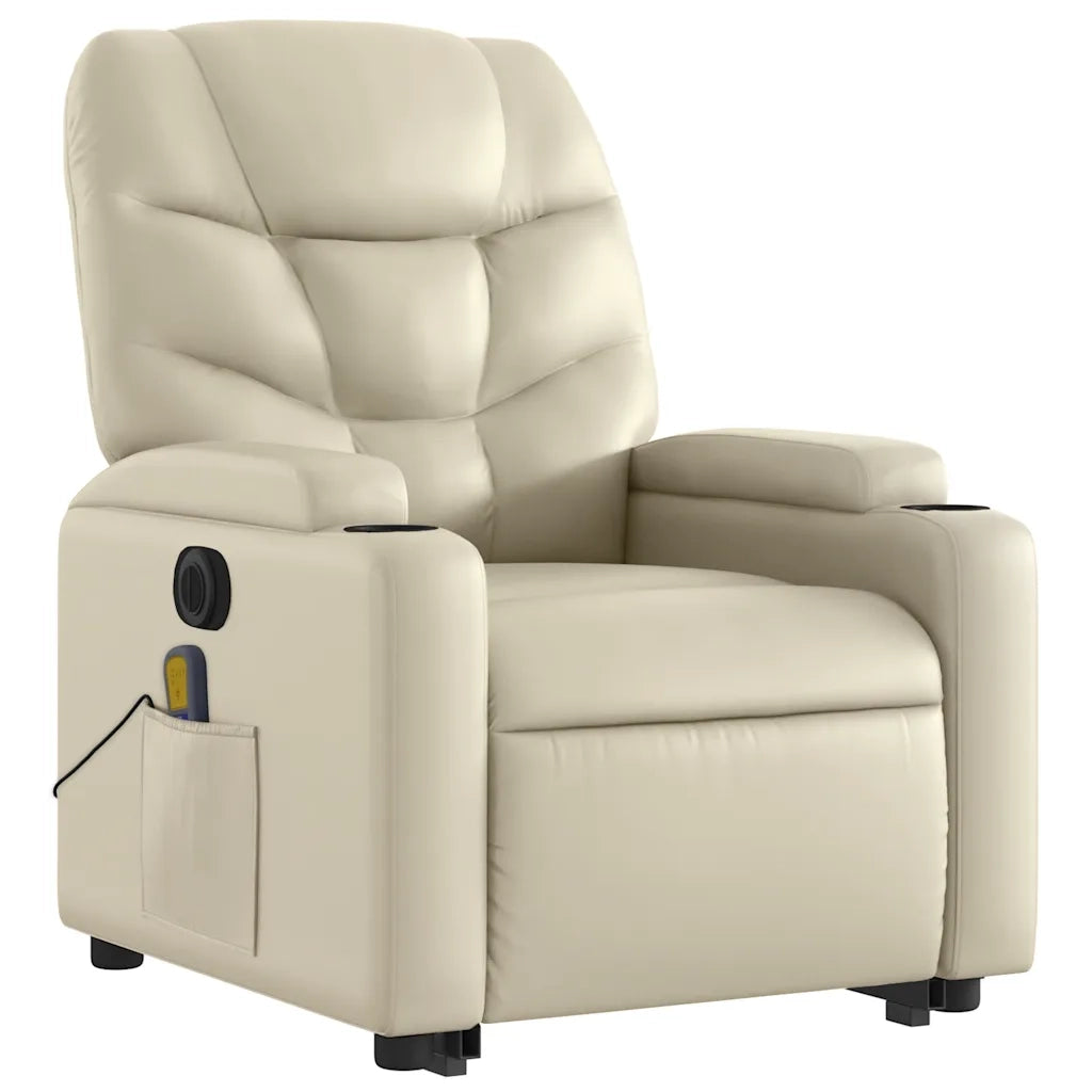 Poltrona Alzapersona Elettrica Reclinabile Crema in Similpelle 3204680