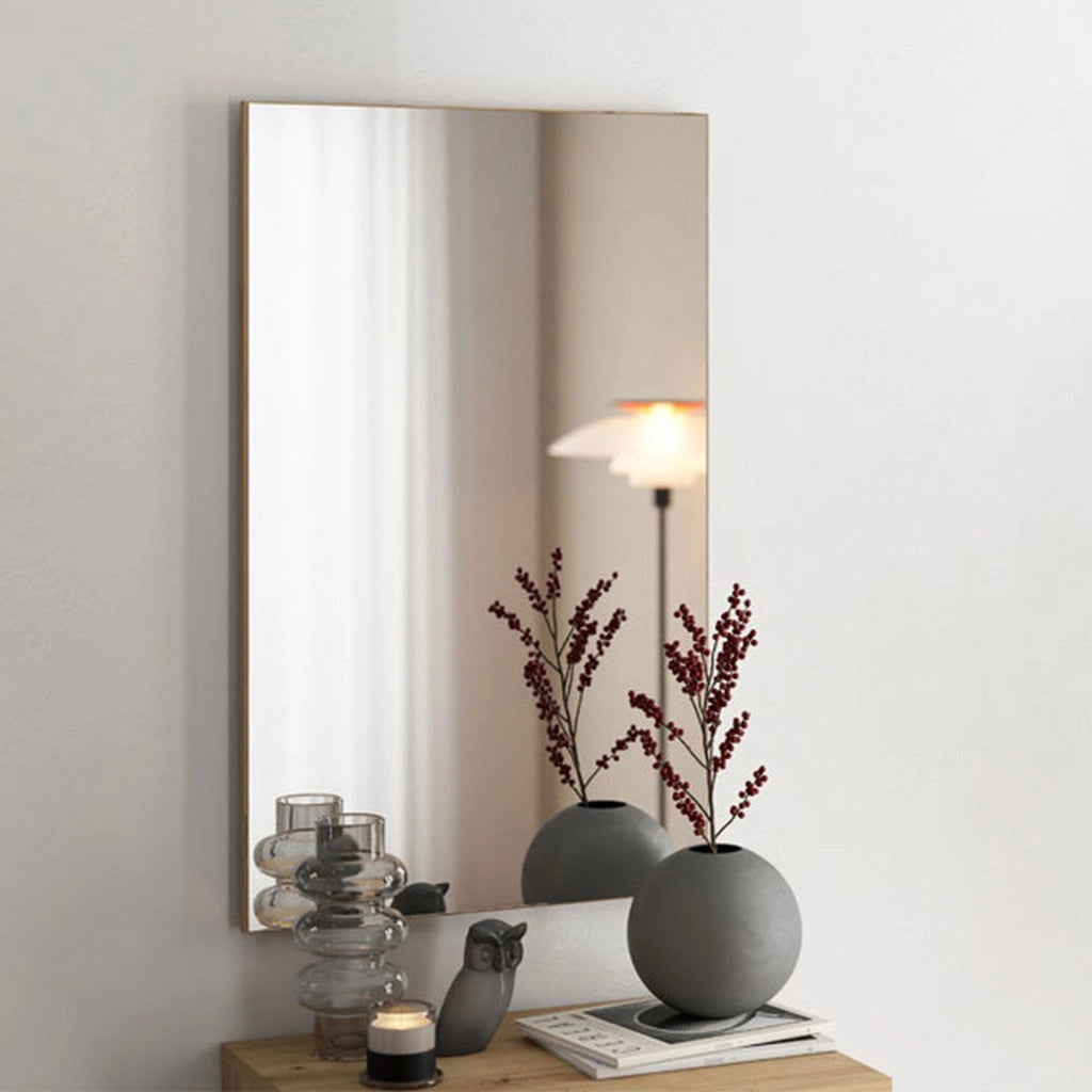 Merate, Specchio kit Fissaggio a Muro Incluso, 51x83h cm Marrone