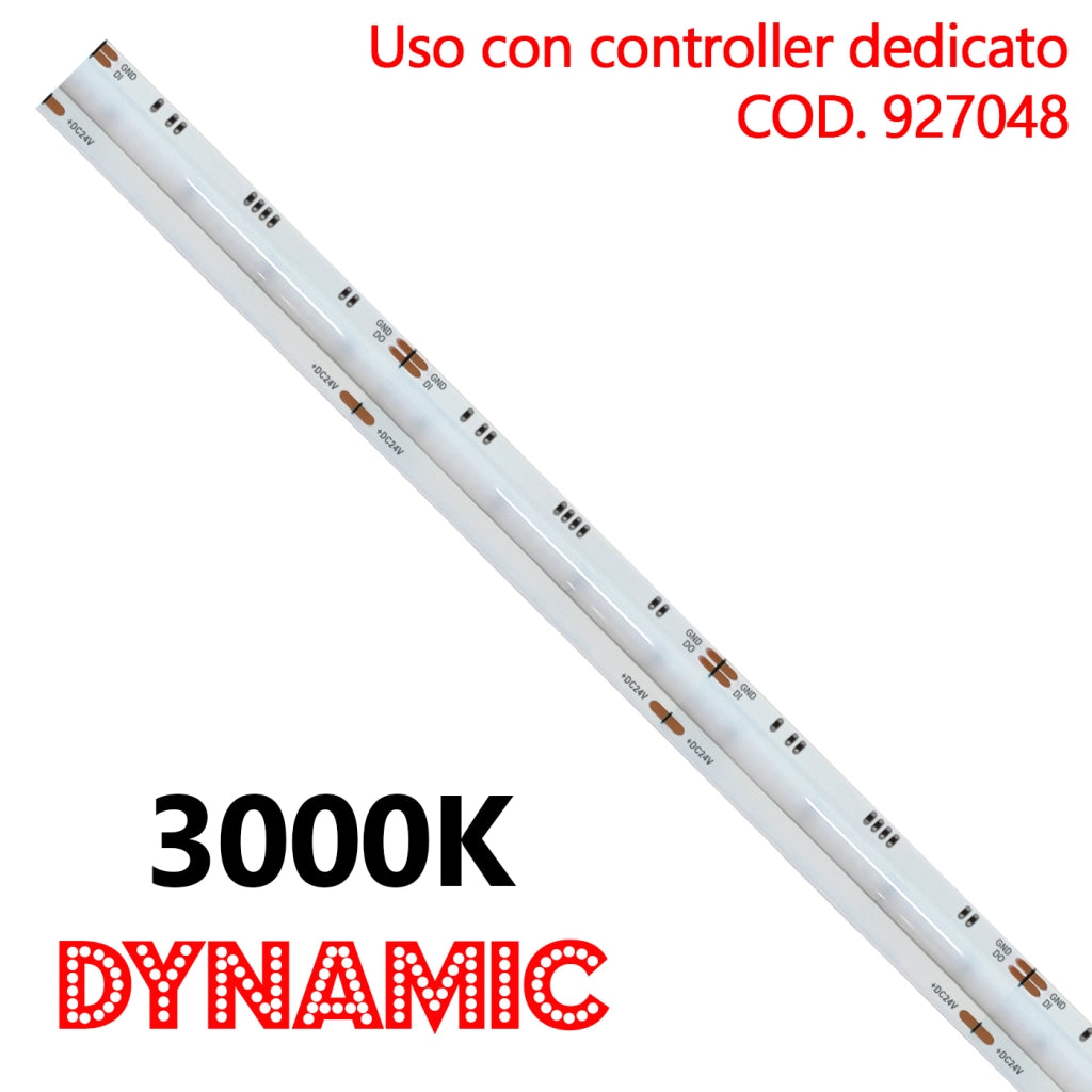Alcapower Striscia LED COB 24V 5m 13W/m 3000K IP20 CRI90 - Illuminazione lineare professionale ad alta resa cromatica per ambienti interni